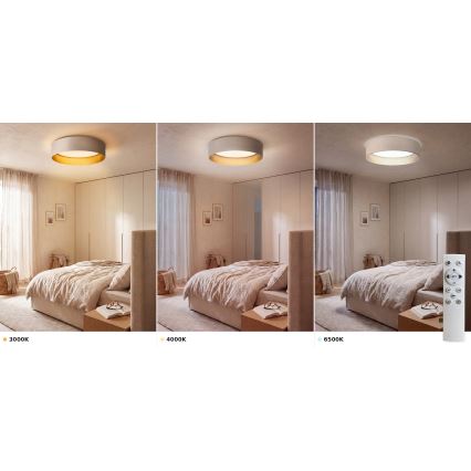 Brilagi - Plafonnier LED dimmable VELVET SMART VARI LED/24W/230V 3000-6500K Ø 45 cm crème/doré + télécommande