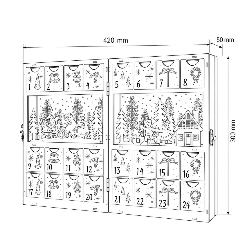 BRILAGI - LED Calendrier de l'Avent LED/2xAA