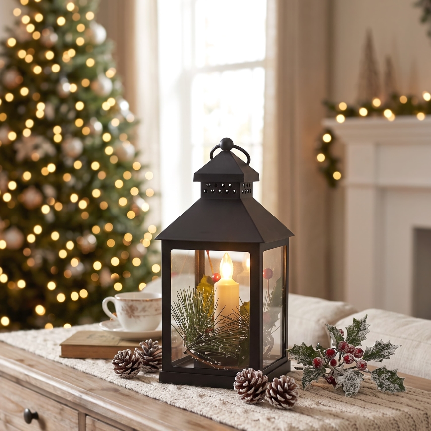 BRILAGI - LED décoration de Noël LED/3xAAA lanterne noire
