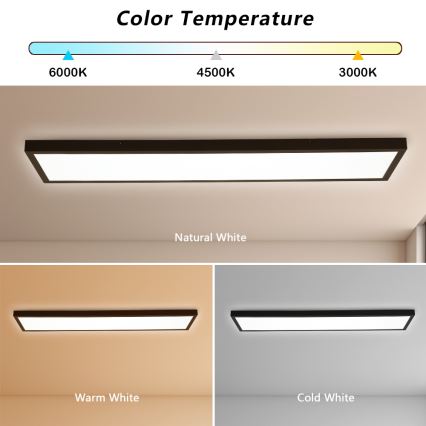 Brilagi - Applique de Salle de Bain Dimmable FRAME SMART LED/50W/230V 30x120 cm 3000-6000K IP44 Noir + Télécommande