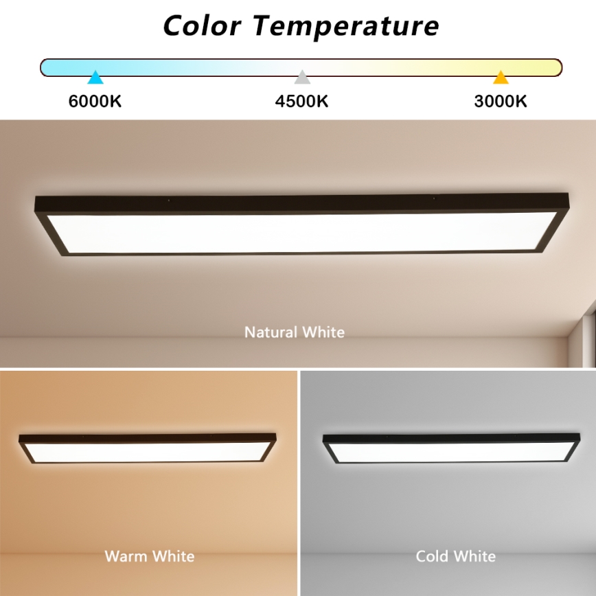 Brilagi - Applique de Salle de Bain Dimmable FRAME SMART LED/50W/230V 30x120 cm 3000-6000K IP44 Noir + Télécommande