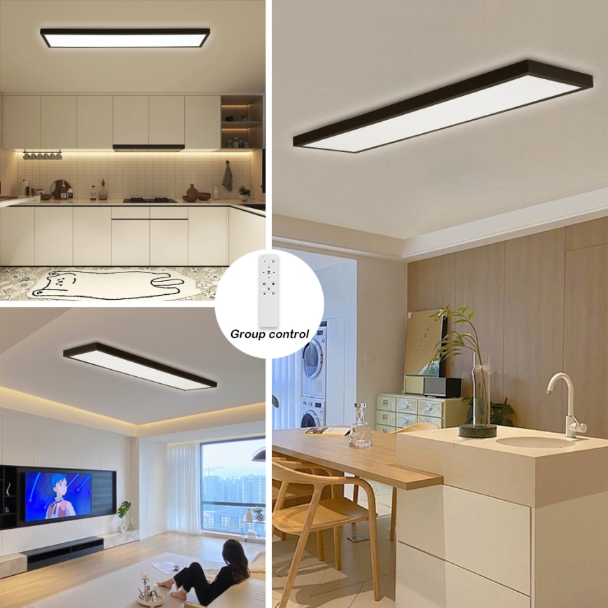 Brilagi - Applique de Salle de Bain Dimmable FRAME SMART LED/50W/230V 30x120 cm 3000-6000K IP44 Noir + Télécommande