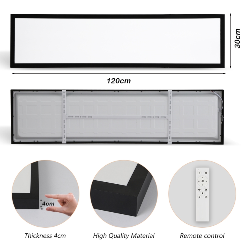 Brilagi - Applique de Salle de Bain Dimmable FRAME SMART LED/50W/230V 30x120 cm 3000-6000K IP44 Noir + Télécommande