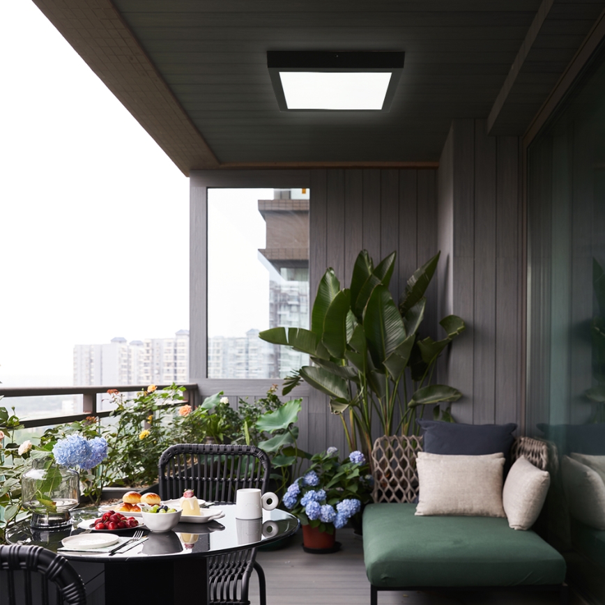 Brilagi - LED Dimmable plafonnier de salle de bain FRAME SMART LED/24W/230V 30x30 cm 3000-6000K IP44 noire + télécommande