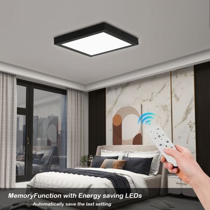 Brilagi - LED Dimmable plafonnier de salle de bain FRAME SMART LED/24W/230V 30x30 cm 3000-6000K IP44 noire + télécommande