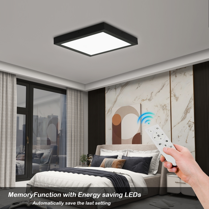 Brilagi - LED Dimmable plafonnier de salle de bain FRAME SMART LED/24W/230V 30x30 cm 3000-6000K IP44 noire + télécommande