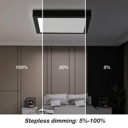 Brilagi - LED Dimmable plafonnier de salle de bain FRAME SMART LED/24W/230V 30x30 cm 3000-6000K IP44 noire + télécommande