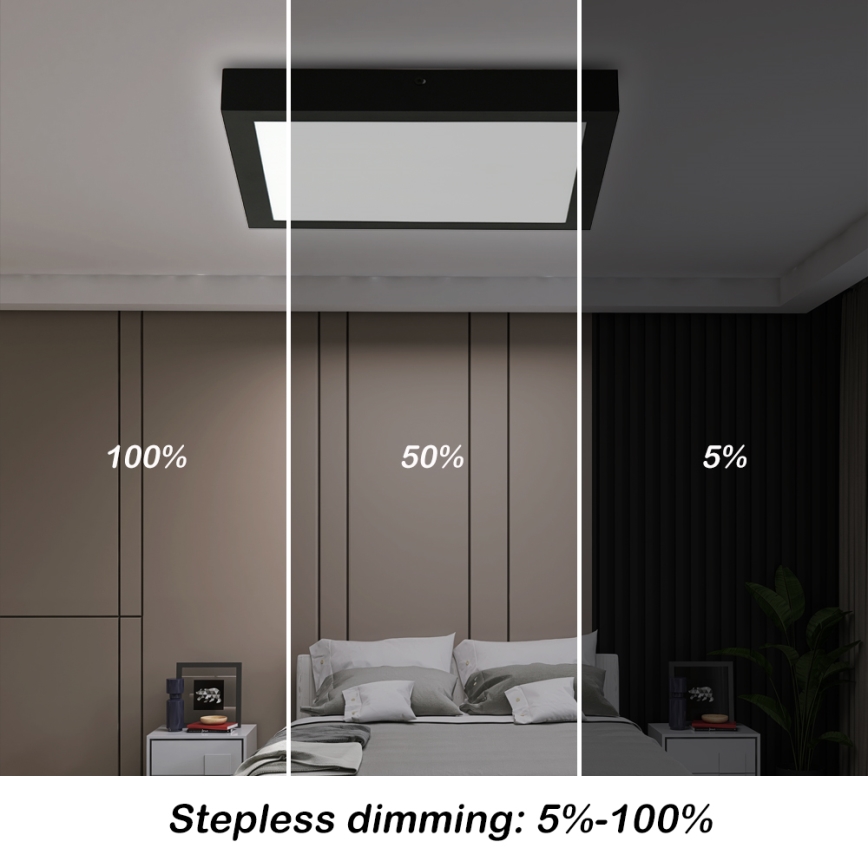 Brilagi - LED Dimmable plafonnier de salle de bain FRAME SMART LED/24W/230V 30x30 cm 3000-6000K IP44 noire + télécommande
