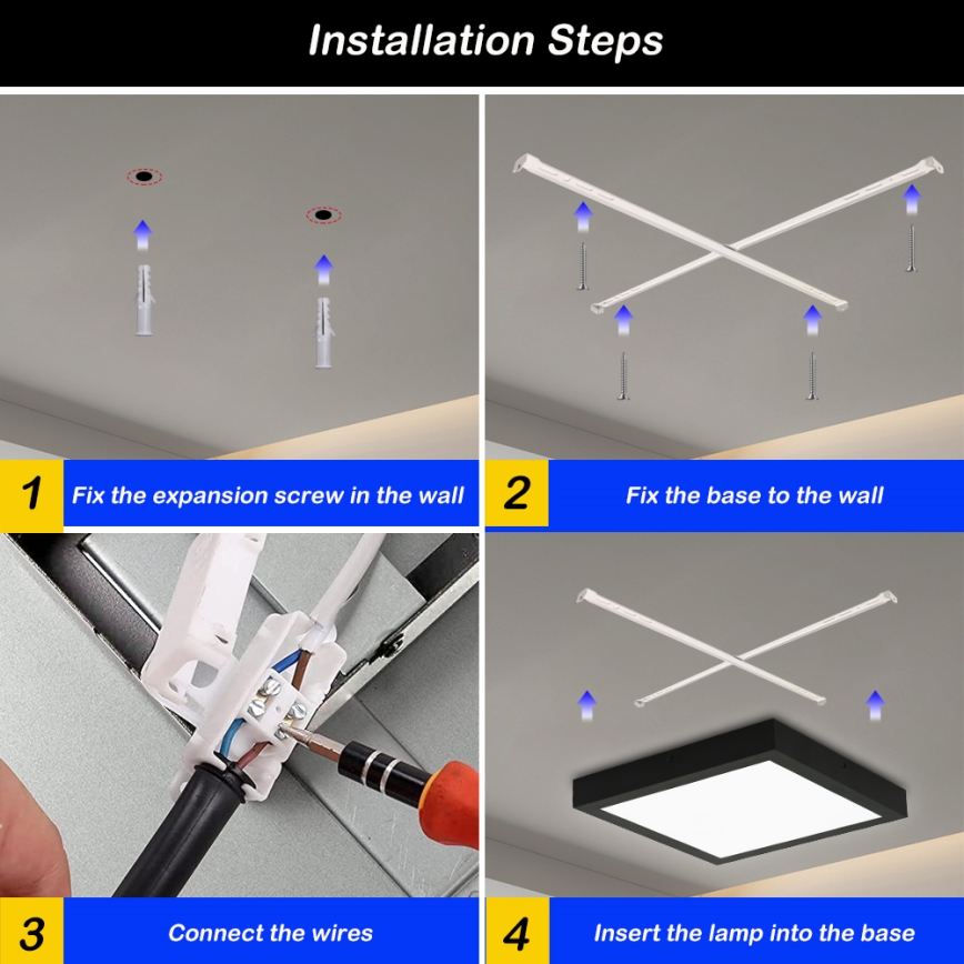 Brilagi - LED Dimmable plafonnier de salle de bain FRAME SMART LED/24W/230V 30x30 cm 3000-6000K IP44 noire + télécommande
