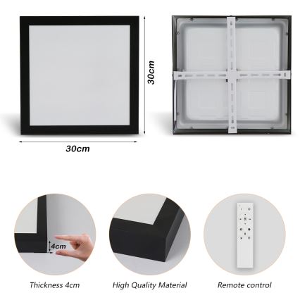 Brilagi - LED Dimmable plafonnier de salle de bain FRAME SMART LED/24W/230V 30x30 cm 3000-6000K IP44 noire + télécommande