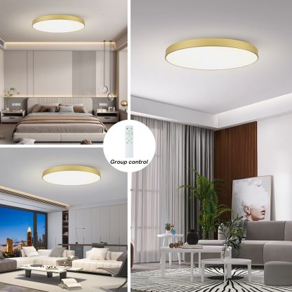 Brilagi - Plafonnier LED dimmable POOL SMART LED/128W/230V 3000-6000K 100 cm doré Wi-Fi Tuya + télécommande