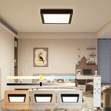 Brilagi - LED Dimmable plafonnier de salle de bain FRAME SMART LED/24W/230V 30x30 cm 3000-6000K IP44 noire + télécommande