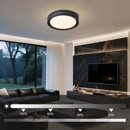 Brilagi - Plafonnier LED dimmable KREON LED/54W/230V 3000-6000K noir diam. 38 cm + télécommande