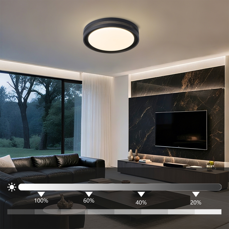 Brilagi - Plafonnier LED dimmable KREON LED/54W/230V 3000-6000K noir diam. 38 cm + télécommande