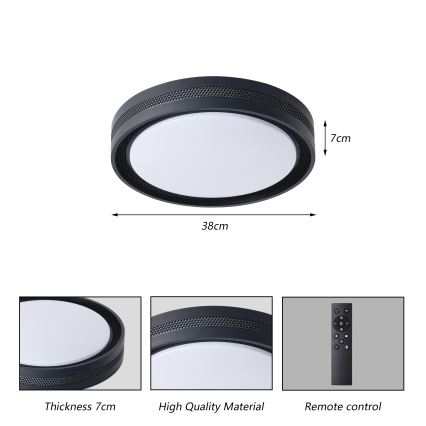 Brilagi - Plafonnier LED dimmable KREON LED/54W/230V 3000-6000K noir diam. 38 cm + télécommande