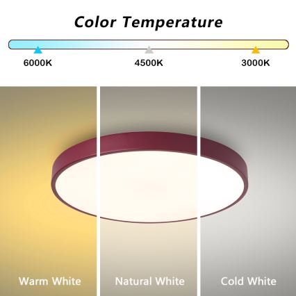 Brilagi - Plafonnier LED dimmable POOL LED/60W/230V 3000-6000K Ø 50 cm bordeaux + télécommande