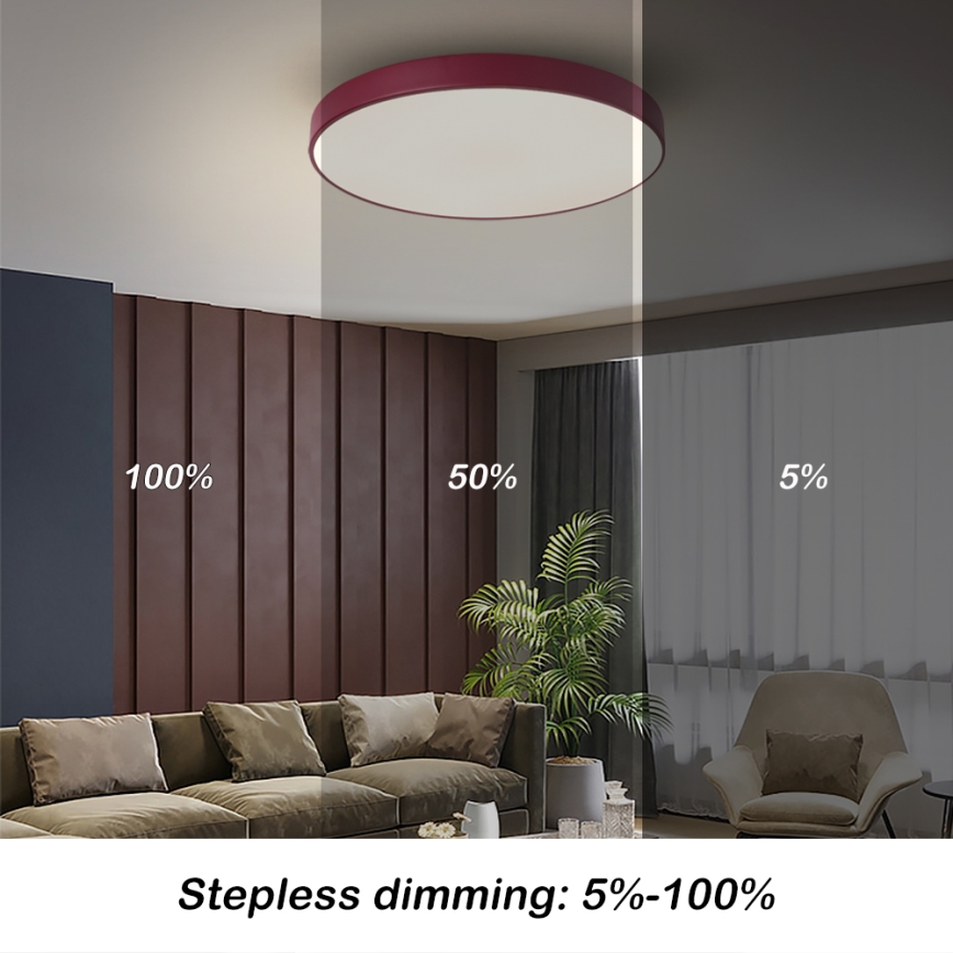 Brilagi - Plafonnier LED dimmable POOL LED/60W/230V 3000-6000K Ø 50 cm bordeaux + télécommande