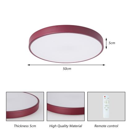 Brilagi - Plafonnier LED dimmable POOL LED/60W/230V 3000-6000K Ø 50 cm bordeaux + télécommande