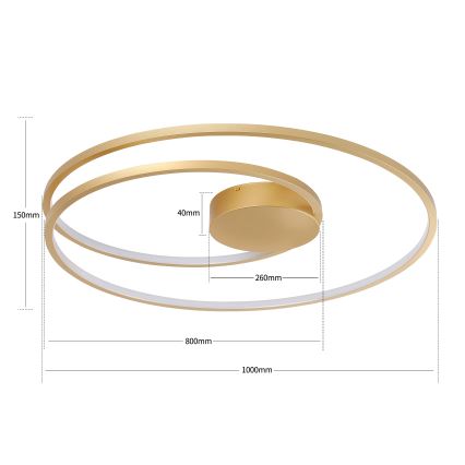 Brilagi - Plafonnier LED dimmable TWISTER LED/105W/230V 3000–6000 K Ø 100 cm doré + télécommande
