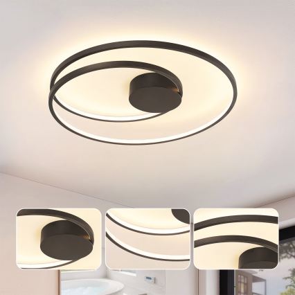 Brilagi - Plafonnier LED dimmable TWISTER LED/75W/230V 3000-6000K diam. 70 cm noir + télécommande