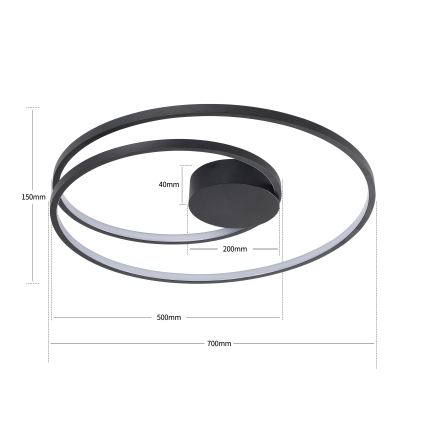 Brilagi - Plafonnier LED dimmable TWISTER LED/75W/230V 3000-6000K diam. 70 cm noir + télécommande