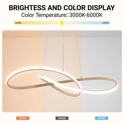 Brilagi - Lustre LED dimmable sur câble INFINITY LED/80W/230V 3000-6000K 80x80 cm beige + télécommande