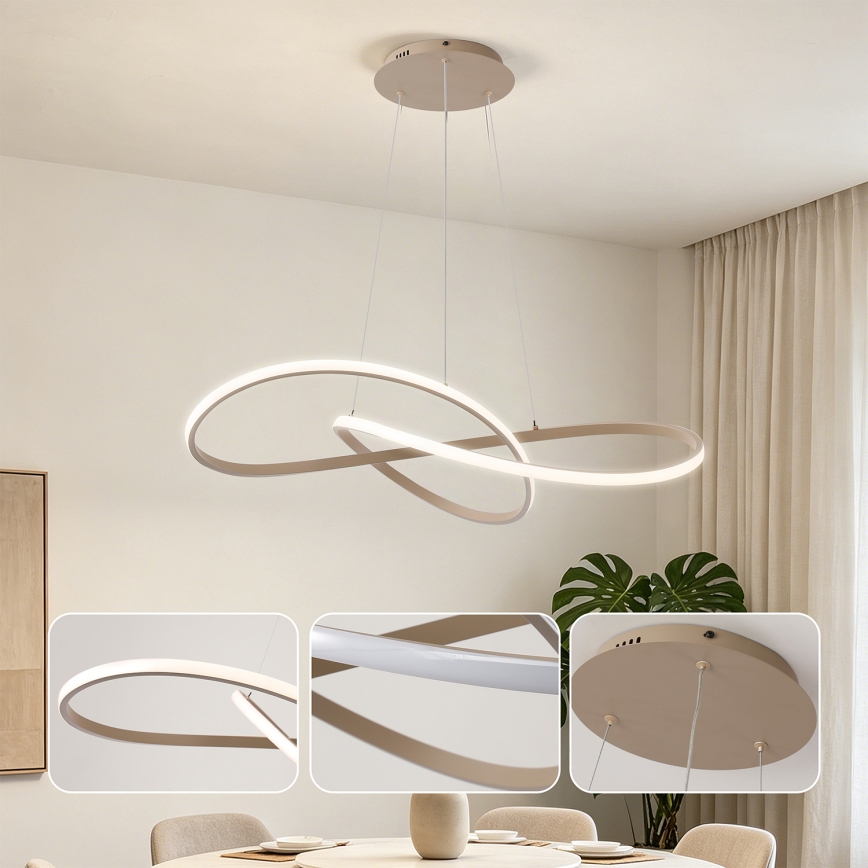 Brilagi - Lustre LED dimmable sur câble INFINITY LED/80W/230V 3000-6000K 80x80 cm beige + télécommande