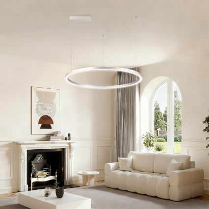 Brilagi - Suspension LED dimmable sur câble PORTOFINO LED/60W/230V 3000-6000K Ø 80 cm argentée + télécommande