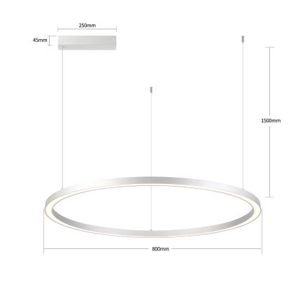Brilagi - Suspension LED dimmable sur câble PORTOFINO LED/60W/230V 3000-6000K Ø 80 cm argentée + télécommande