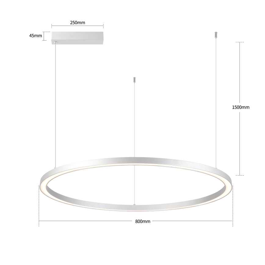 Brilagi - Suspension LED dimmable sur câble PORTOFINO LED/60W/230V 3000-6000K Ø 80 cm argentée + télécommande