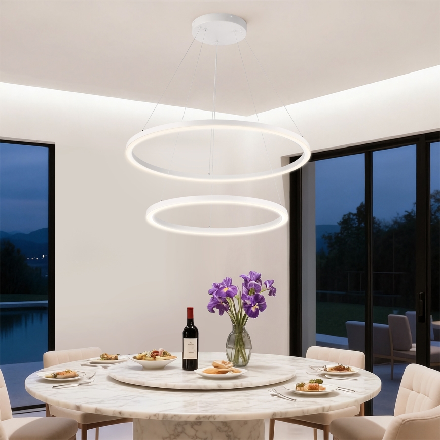 Brilagi - Suspension LED dimmable sur câble PORTOFINO LED/98W/230V 3000-6000K Ø 80 cm blanche + télécommande