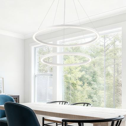 Brilagi - Suspension LED dimmable sur câble PORTOFINO LED/98W/230V 3000-6000K Ø 80 cm blanche + télécommande