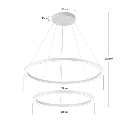 Brilagi - Suspension LED dimmable sur câble PORTOFINO LED/98W/230V 3000-6000K Ø 80 cm blanche + télécommande