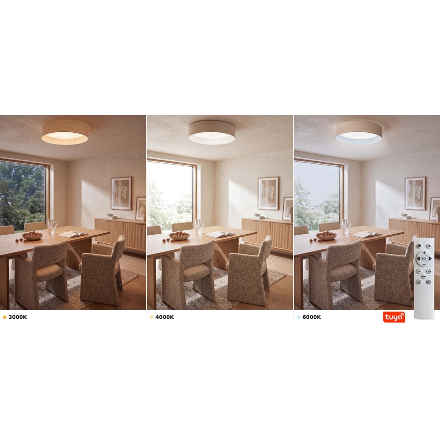 Brilagi - Plafonnier LED dimmable VELVET SMARTIX LED/36W/230V 3000-6000K Ø 55 cm crème Wi-Fi Tuya Beacon + télécommande