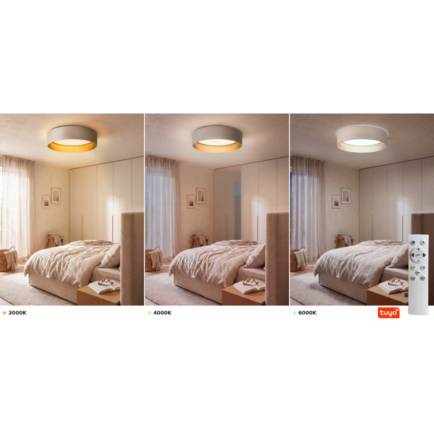 Brilagi - Plafonnier LED dimmable VELVET SMARTIX LED/36W/230V 3000–6000K Ø 55 cm crème/doré Wi-Fi Tuya Beacon + télécommande