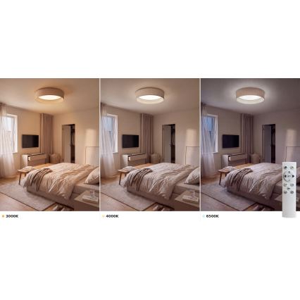 Brilagi - Plafonnier LED dimmable VELVET SMART VARI, 24 W, 230 V, 3000–6500 K, Ø 45 cm, beige + télécommande