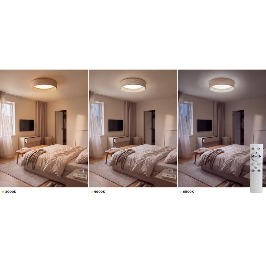 Brilagi - Plafonnier LED dimmable VELVET SMART VARI, 24 W, 230 V, 3000–6500 K, Ø 45 cm, beige + télécommande