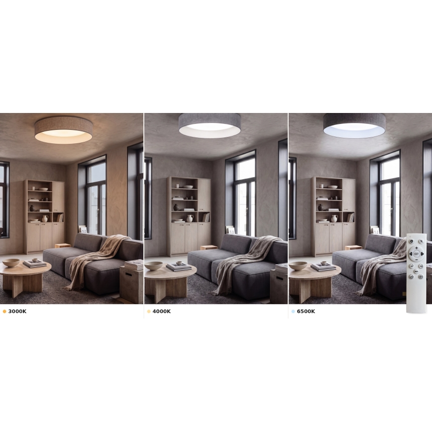 Brilagi - Plafonnier LED dimmable VELVET SMART VARI LED/24W/230V 3000–6500K Ø 45 cm gris + télécommande