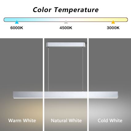 Brilagi - LED Dimmerbare hanglamp SLEEKLINE SMART LED/40W/230V 3000-6000K Wi-Fi Tuya argent + télécommande