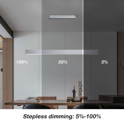 Brilagi - LED Dimmerbare hanglamp SLEEKLINE SMART LED/40W/230V 3000-6000K Wi-Fi Tuya argent + télécommande