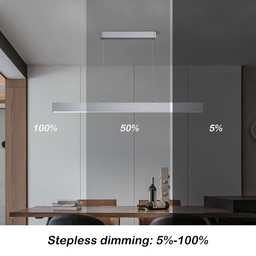 Brilagi - LED Dimmerbare hanglamp SLEEKLINE SMART LED/40W/230V 3000-6000K Wi-Fi Tuya argent + télécommande
