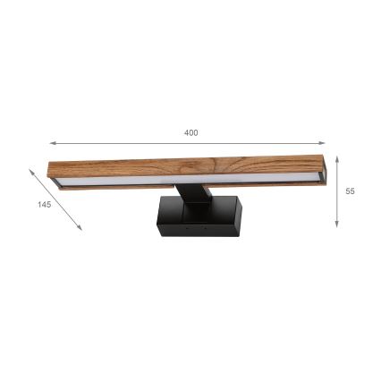 Brilagi - Éclairage LED 3-en-1 pour miroir de salle de bains WOODY MIRROR LED/8W/230V 40 cm IP44 noir/chêne