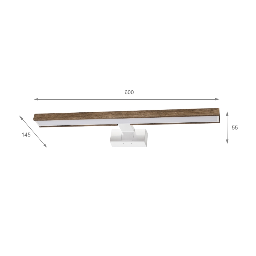 Brilagi - Éclairage LED pour miroir de salle de bain 3-en-1 WOODY MIRROR 3-en-1 LED/12W/230V 60 cm IP44 blanc/chêne noyer