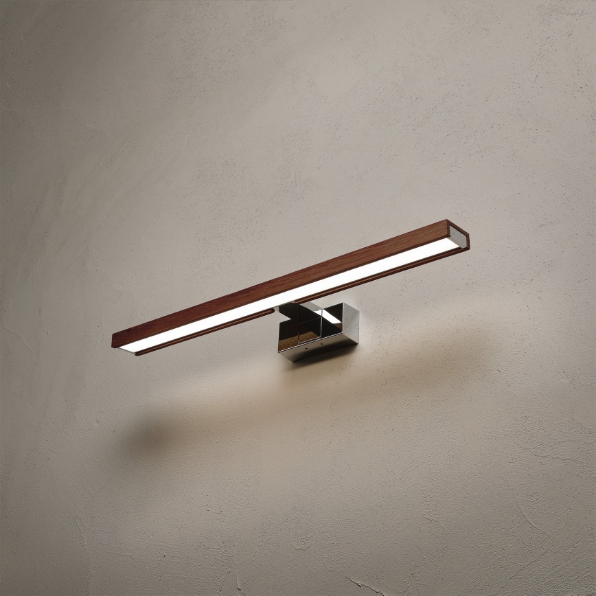 Brilagi - Éclairage LED 3-en-1 pour miroir de salle de bains WOODY MIRROR LED/12W/230V 60 cm IP44 chrome brillant/chêne cerisier