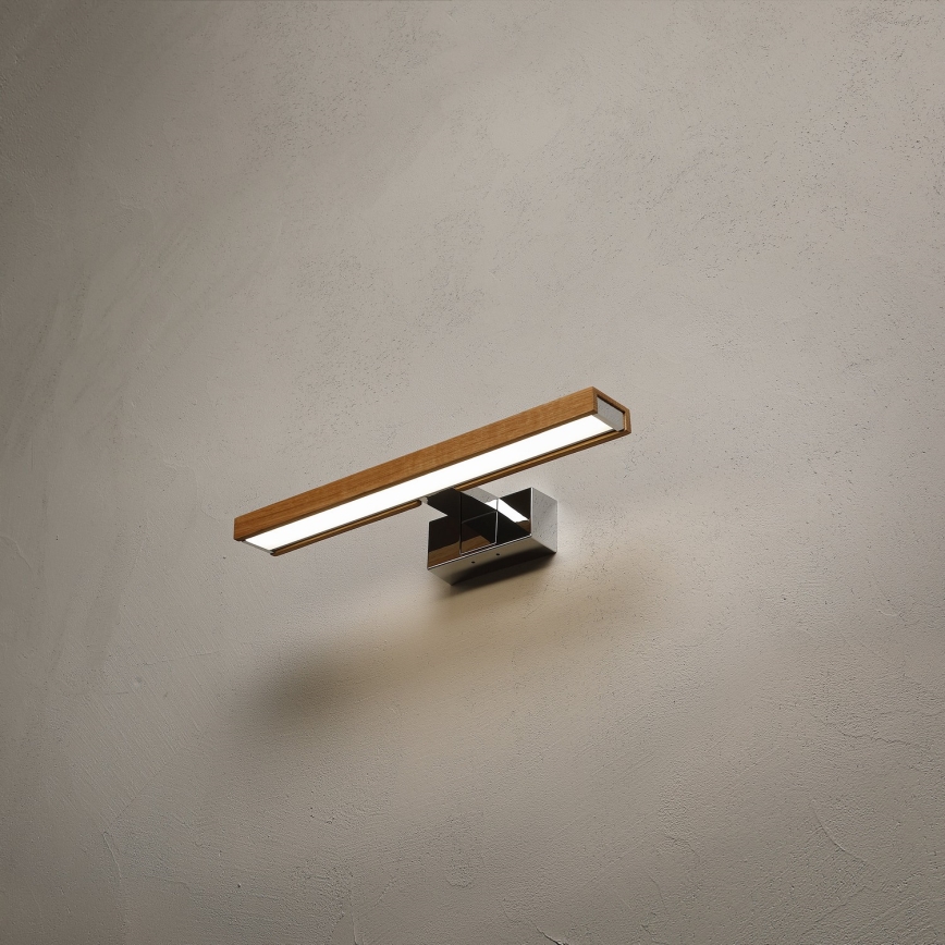 Brilagi - Éclairage 3 en 1 pour miroir de salle de bains WOODY MIRROR LED/8W/230V 40 cm IP44 chrome brillant/chêne