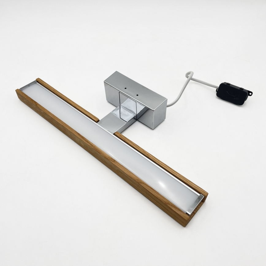 Brilagi - Éclairage 3 en 1 pour miroir de salle de bains WOODY MIRROR LED/8W/230V 40 cm IP44 chrome brillant/chêne