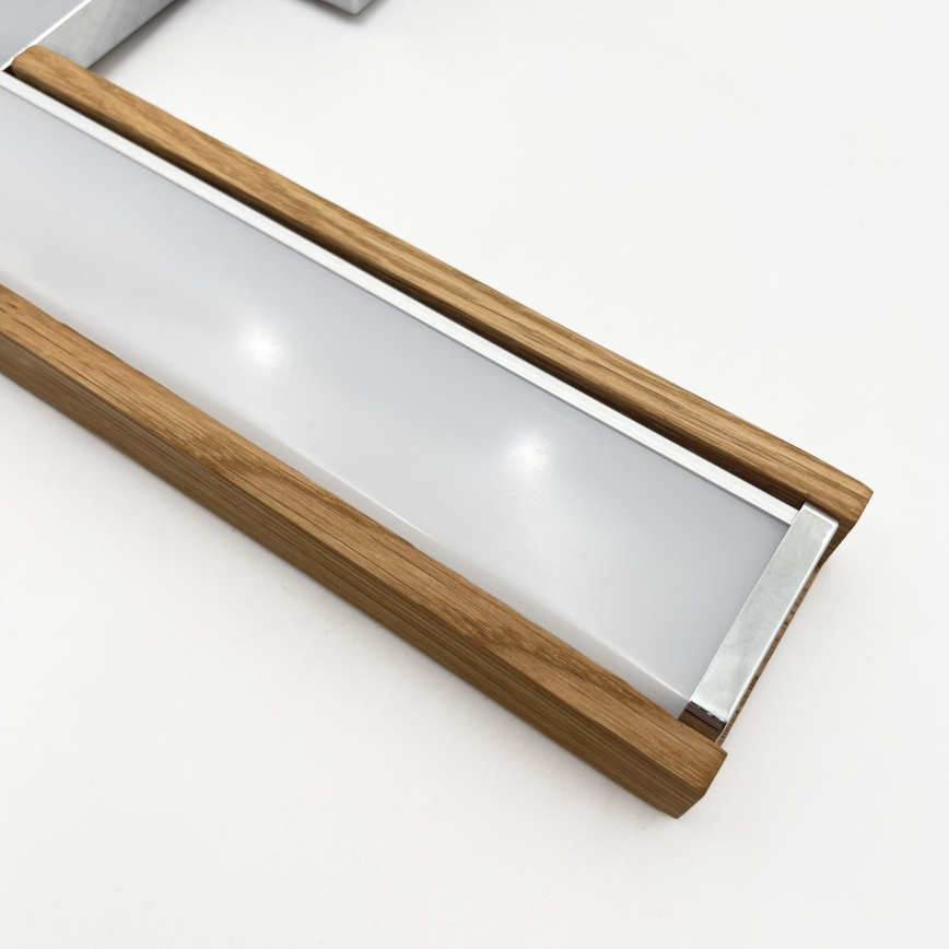 Brilagi - Éclairage 3 en 1 pour miroir de salle de bains WOODY MIRROR LED/8W/230V 40 cm IP44 chrome brillant/chêne