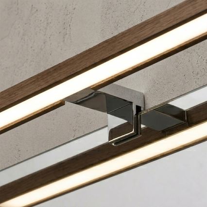 Brilagi - Éclairage LED pour miroir WOODY MIRROR 3 en 1 LED/8W/230V 40 cm IP44 chrome brillant / chêne noyer