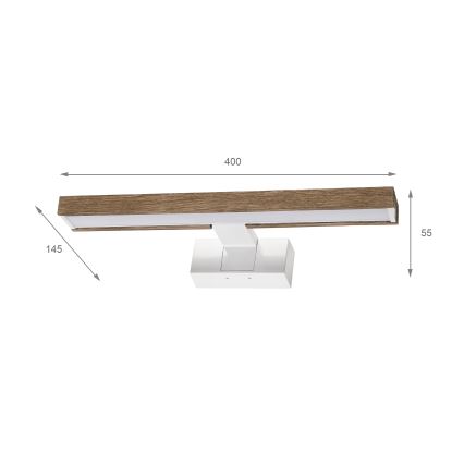 Brilagi - Éclairage LED pour miroir de salle de bains WOODY MIRROR 3-en-1 LED/8W/230V 40 cm IP44 blanc/chêne