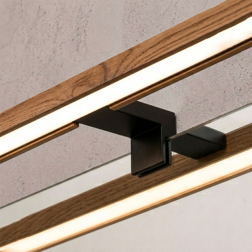 Brilagi - Éclairage LED 3-en-1 pour miroir WOODY MIRROR LED/15W/230V 80 cm IP44 noir/chêne cerise